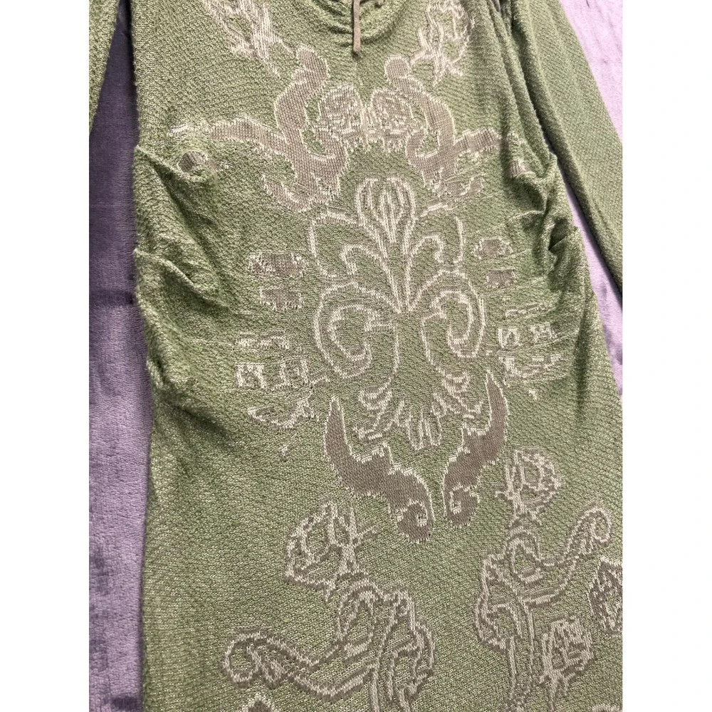 House of Sunny Law of Attraction Green Floral Jacquard Knit Midi Dress US 8 - Picture 4 of 14